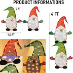 Set of 2 Lighted Christmas Gnomes Decorations, 50L 2 FT Stack-able Gnome Christmas Decor for Indoor Outdoor, alternate view 3