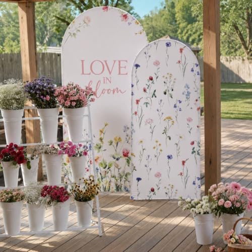 Set of 2 Love in Bloom Bridal Arch Backdrop Love in Bloom Bridal Shower Decorations Wildflower Wedding, alternate view 2