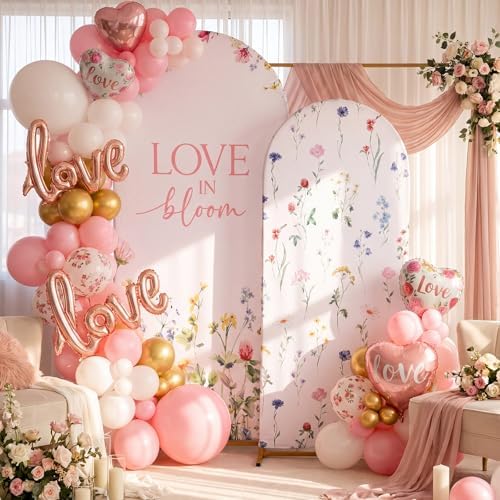 Set of 2 Love in Bloom Bridal Arch Backdrop Love in Bloom Bridal Shower Decorations Wildflower Wedding, alternate view 5