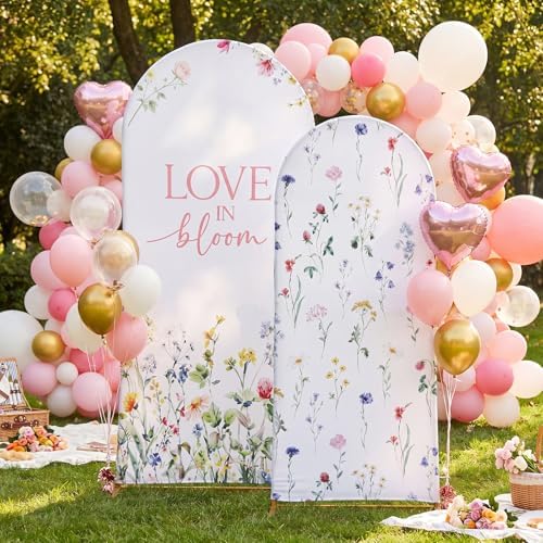 Set of 2 Love in Bloom Bridal Arch Backdrop Love in Bloom Bridal Shower Decorations Wildflower Wedding, alternate view 6