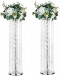 Set of 2 Luxurious Crystal Flower Stand Wedding Centerpieces on Floor Tall Metal Flower Arrangement Stand