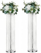 Set of 2 Luxurious Crystal Flower Stand Wedding Centerpieces on Floor Tall Metal Flower Arrangement Stand