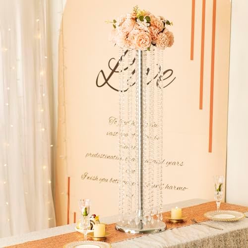 Set of 2 Luxurious Crystal Flower Stand Wedding Centerpieces on Floor Tall Metal Flower Arrangement Stand, alternate view 2