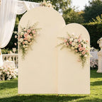 Set of 2 Metal Arch Backdrop Stands with Beige Covers, 6/7.2FT, alternate view 2