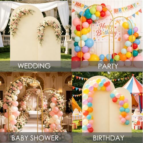 Set of 2 Metal Arch Backdrop Stands with Beige Covers, 6/7.2FT, alternate view 6