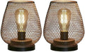 Set of 2 Metal Cage LED Lantern Battery Powered Cordless Accent Light with LED Great for Weddings Parties Patio