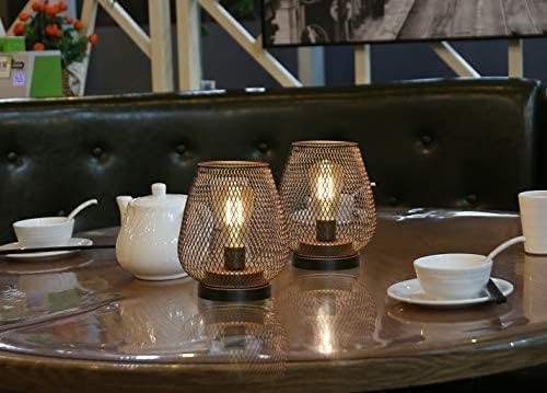 Set of 2 Metal Cage LED Lantern Battery Powered Cordless Accent Light with LED Great for Weddings Parties Patio, alternate