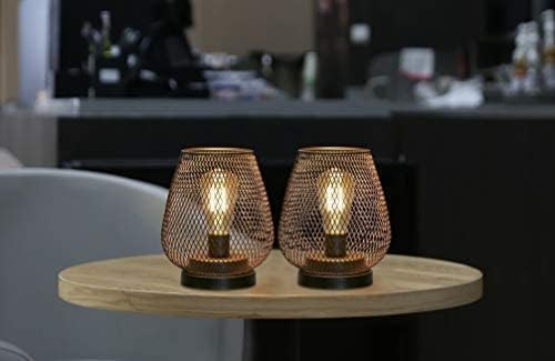Set of 2 Metal Cage LED Lantern Battery Powered Cordless Accent Light with LED Great for Weddings Parties Patio, alternate
