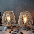 Set of 2 Metal Cage LED Lantern Battery Powered Cordless Accent Light with LED Great for Weddings Parties Patio
