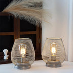 Set of 2 Metal Cage LED Lantern Battery Powered Cordless Accent Light with LED Great for Weddings Parties Patio, alternate
