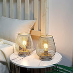Set of 2 Metal Cage LED Lantern Battery Powered Cordless Accent Light with LED Great for Weddings Parties Patio, alternate