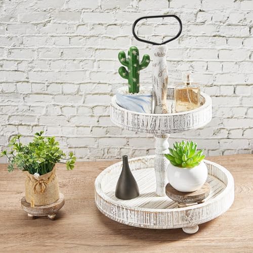 Set of 2 Mini Wood Risers for Decor Round Wooden Riser, Brown in brown, alternate view 2