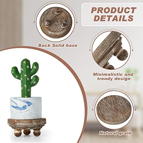 Set of 2 Mini Wood Risers for Decor Round Wooden Riser, Brown in brown, alternate view 4