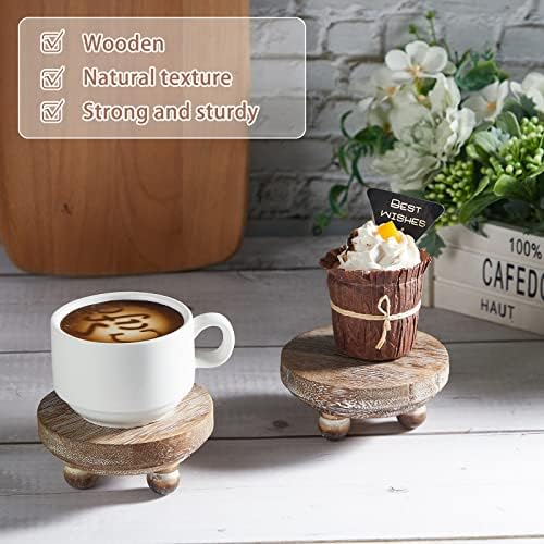 Set of 2 Mini Wood Risers for Decor Round Wooden Riser, Brown in brown, alternate view 5