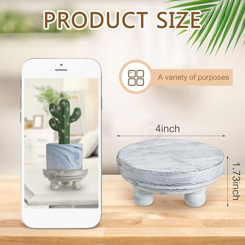 Set of 2 Mini Wood Risers for Decor Round Wooden Riser, White in brown, alternate view 3