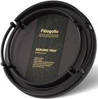 Set of 2 Round Serving Trays Black Decorative Tray(Black) in Black