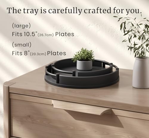 Set of 2 Round Serving Trays Black Decorative Tray(Black) in Black, alternate view 5