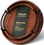 Set of 2 Round Serving Trays Decorative Tray(Brown) in Brown