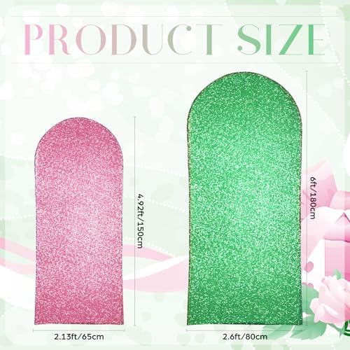 Set of 2 Sequin Pink and Green Arch Backdrop Cover 5ft and 6ft Witch and Princess Theme Party Arch Backdrop, alternate view 2