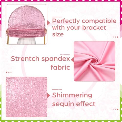 Set of 2 Sequin Pink and Green Arch Backdrop Cover 5ft and 6ft Witch and Princess Theme Party Arch Backdrop, alternate view 3