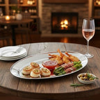 Set of 2 Stainless Steel 12” Oval Platter- Serving Platters for Appetizer Snack Fruit Cup Cake Server Tray, alternate view 2