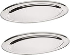Set of 2 Stainless Steel 14” Oval Platter- Serving Platters for Appetizer Snack Fruit Cup Cake Server Tray