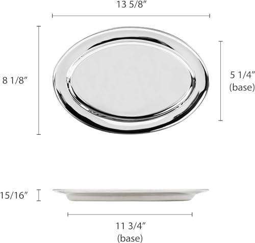 Set of 2 Stainless Steel 14” Oval Platter- Serving Platters for Appetizer Snack Fruit Cup Cake Server Tray, alternate view 3