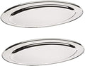 Set of 2 Stainless Steel 18” Oval Platter- Serving Platters for Appetizer Snack Fruit Cup Cake Server Tray
