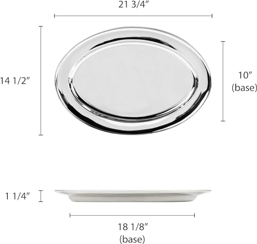 Set of 2 Stainless Steel 22” Oval Platter- Serving Platters for Appetizer Snack Fruit Cup Cake Server Tray, alternate view 3