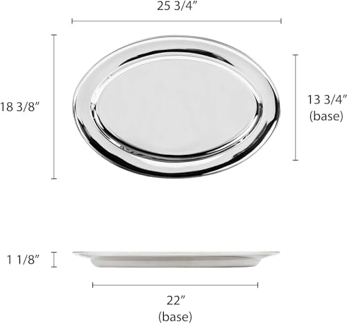 Set of 2 Stainless Steel 26” Oval Platter- Serving Platters for Appetizer Snack Fruit Cup Cake Server Tray, alternate view 3