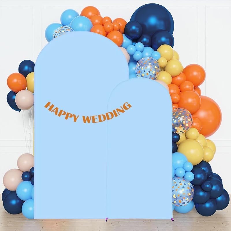 Set of 2 Stretchy Arch Backdrop Covers, Baby Blue, 6FT/7.2FT, alternate view 2