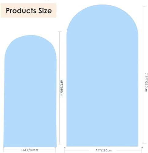 Set of 2 Stretchy Arch Backdrop Covers, Baby Blue, 6FT/7.2FT, alternate view 3