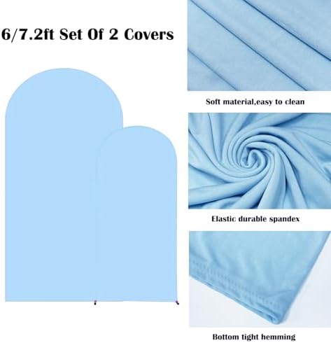 Set of 2 Stretchy Arch Backdrop Covers, Baby Blue, 6FT/7.2FT, alternate view 4
