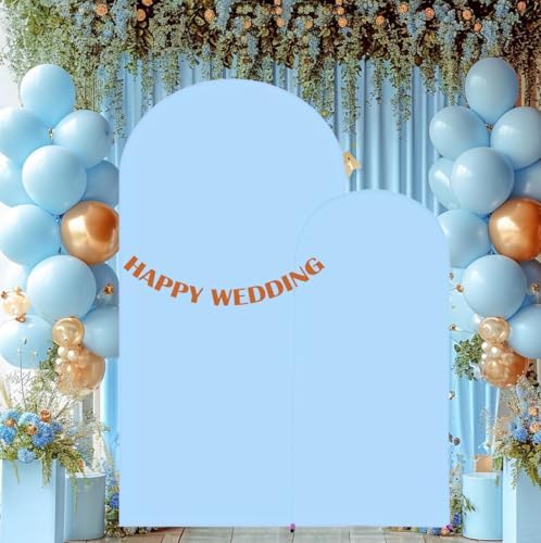 Set of 2 Stretchy Arch Backdrop Covers, Baby Blue, 6FT/7.2FT, alternate view 5