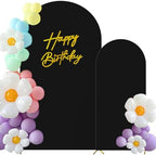 Set of 2 Stretchy Arch Backdrop Covers with Sign, Black, 6/7.2FT in Black