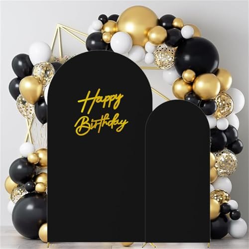 Set of 2 Stretchy Arch Backdrop Covers with Sign, Black, 6/7.2FT in Black, alternate view 2