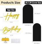 Set of 2 Stretchy Arch Backdrop Covers with Sign, Black, 6/7.2FT in Black, alternate view 3