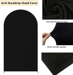 Set of 2 Stretchy Arch Backdrop Covers with Sign, Black, 6/7.2FT in Black, alternate view 4