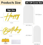 Set of 2 Stretchy Arch Backdrop Covers with Sign, White, 6/7.2FT in White, alternate view 2