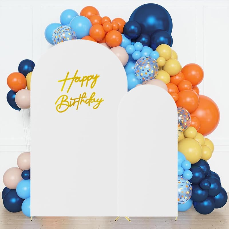 Set of 2 Stretchy Arch Backdrop Covers with Sign, White, 6/7.2FT in White, alternate view 3