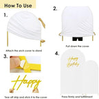Set of 2 Stretchy Arch Backdrop Covers with Sign, White, 6/7.2FT in White, alternate view 5