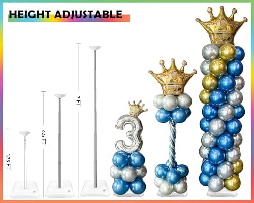 Set of 2 Up to 7-Ft Adjustable Metal Balloon Column Stands in 2.1M - Set of 2 in Blue, alternate view 2