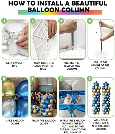 Set of 2 Up to 7-Ft Adjustable Metal Balloon Column Stands in 2.1M - Set of 2 in Blue, alternate view 6