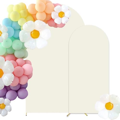 Set of 2 Wedding Stretchy Arch Backdrop Cover, Ivory,6FT/7.2FT in Ivory
