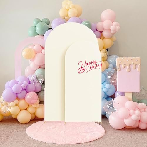 Set of 2 Wedding Stretchy Arch Backdrop Cover, Ivory,6FT/7.2FT in Ivory, alternate view 2