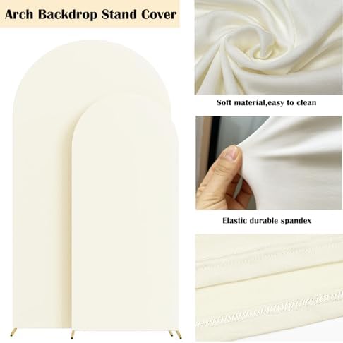 Set of 2 Wedding Stretchy Arch Backdrop Cover, Ivory,6FT/7.2FT in Ivory, alternate view 4