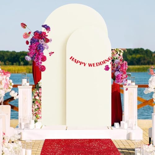 Set of 2 Wedding Stretchy Arch Backdrop Cover, Ivory,6FT/7.2FT in Ivory, alternate view 5