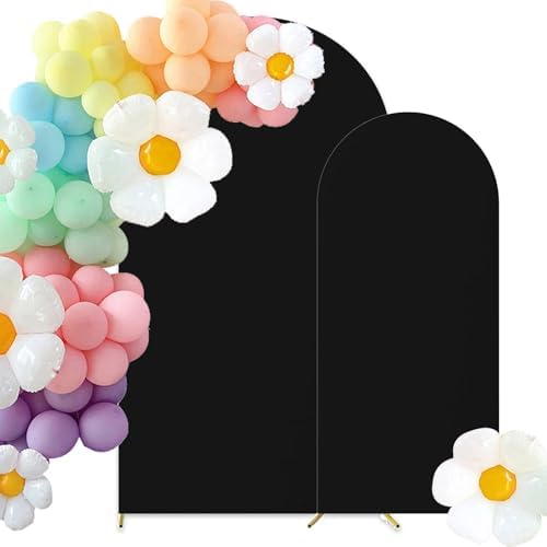 Set of 2 Wedding Stretchy Arch Backdrop Covers, Black, 6FT/7.2FT in Black