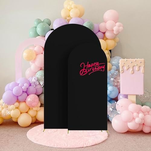 Set of 2 Wedding Stretchy Arch Backdrop Covers, Black, 6FT/7.2FT in Black, alternate view 2