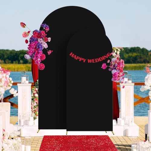 Set of 2 Wedding Stretchy Arch Backdrop Covers, Black, 6FT/7.2FT in Black, alternate view 5